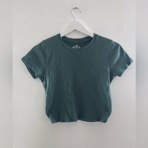 Hollister || Women’s Green Teal Baby Crop Cap Sleeve Casual Summer Top Small